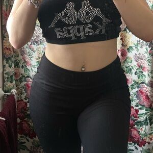 Kappa Black Rhinestone Tube Top